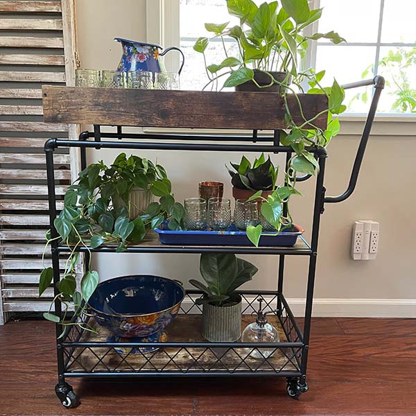 Industrial Farmhouse Rolling Bar Cart