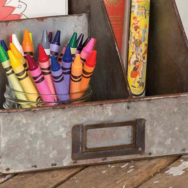 Galvanized Four Section Desktop Caddy