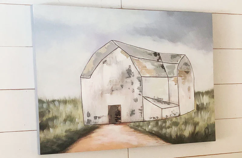 HUGE Hand Painted Weathered Barn Print