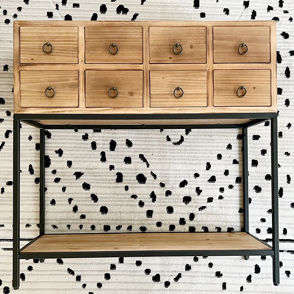 Wooden Apothecary Table with Drawers