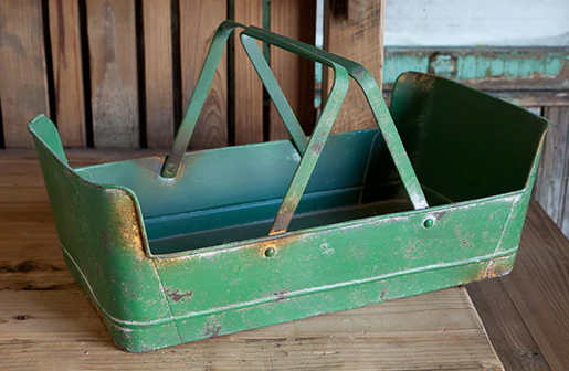 *Large* Green Garden Metal Basket