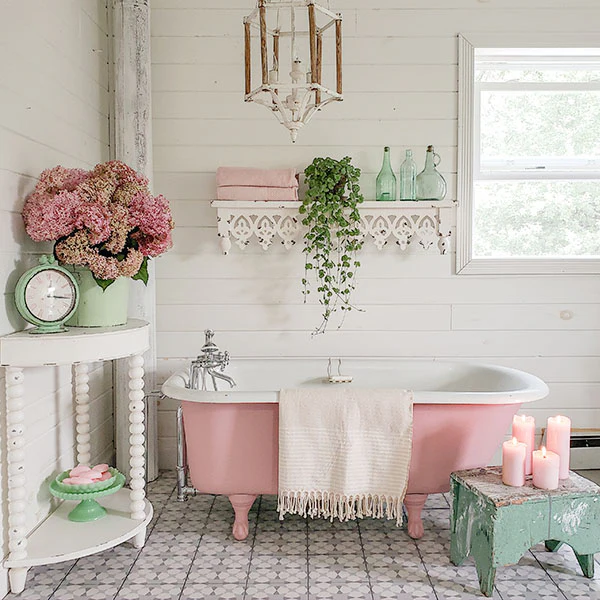 Whitewashed Half-Moon Accent Table