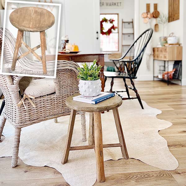 Natural Weathered Wood Farmhouse Milking Stool