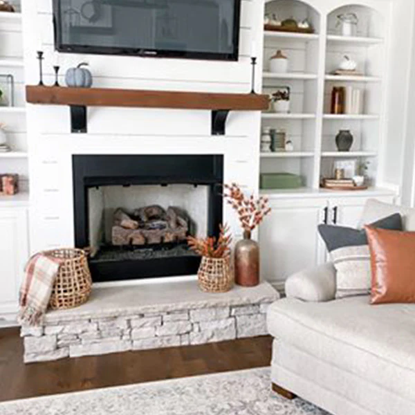 Natural Hyacinth Baskets with Leather-like Handles, Set of 2