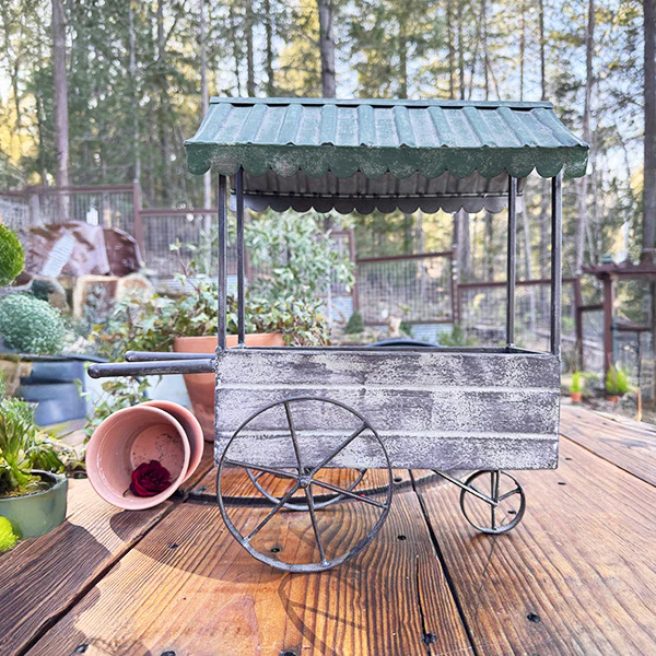 17 Inch Outdoor Metal Rolling Flower Cart Plant Stand