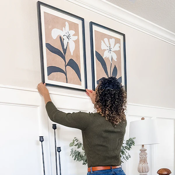 Framed Stylized White Lily Wall Art, Set of Two