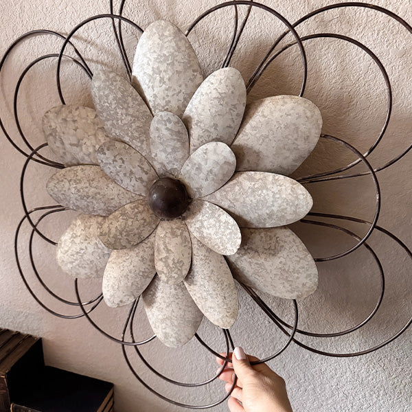 Floral Galvanized Metal Wall Art, Set of Three