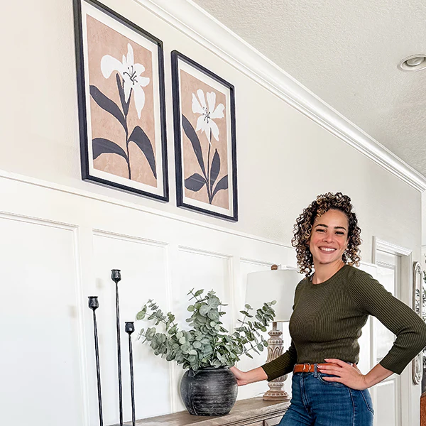 Framed Stylized White Lily Wall Art, Set of Two