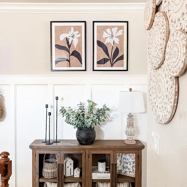 Framed Stylized White Lily Wall Art, Set of Two