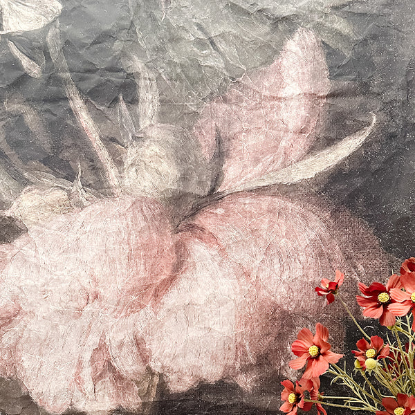 Oversized Blooming Pink Roses Paper Wall Tapestry