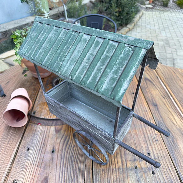 17 Inch Outdoor Metal Rolling Flower Cart Plant Stand