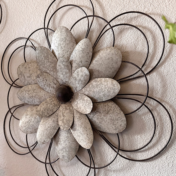 Floral Galvanized Metal Wall Art, Set of Three