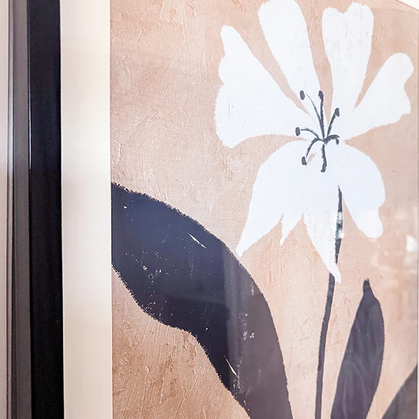 Framed Stylized White Lily Wall Art, Set of Two