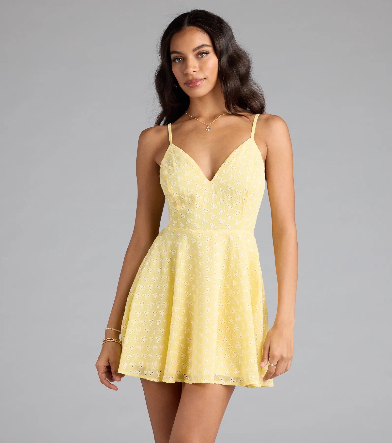Cute Thing Tie-Back Eyelet Skater Dress