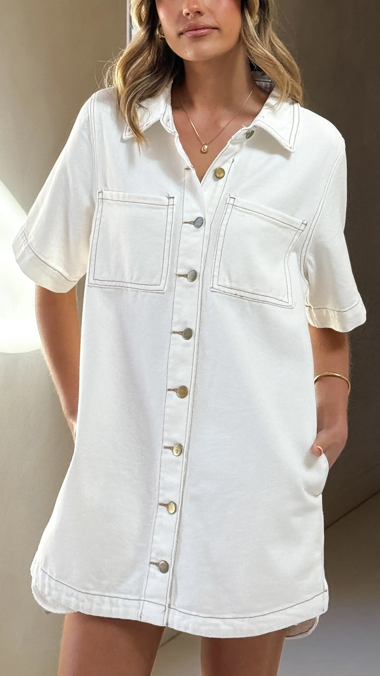 Rayna Denim Mini Dress - White