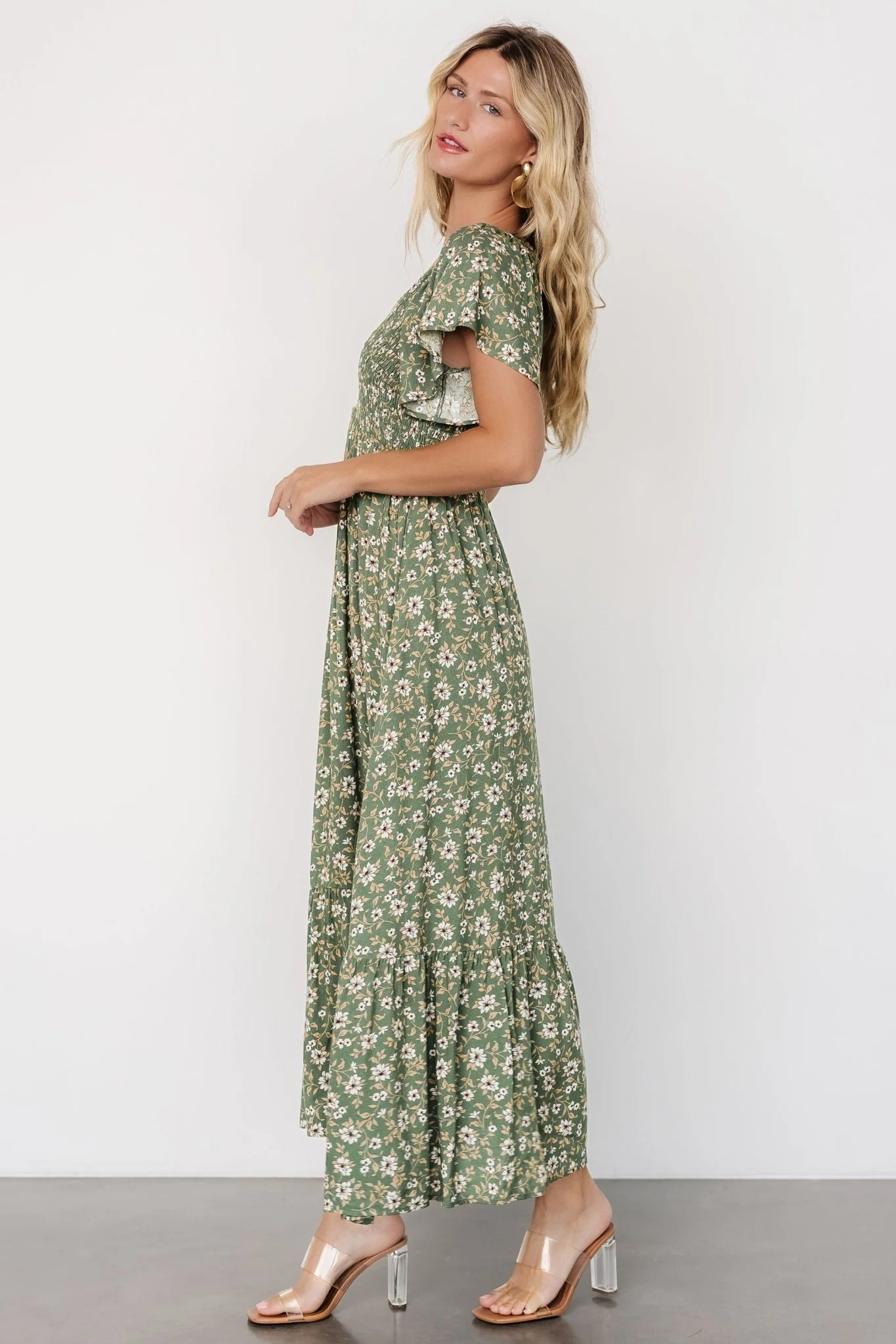 Joanie Smocked Dress | Green Floral