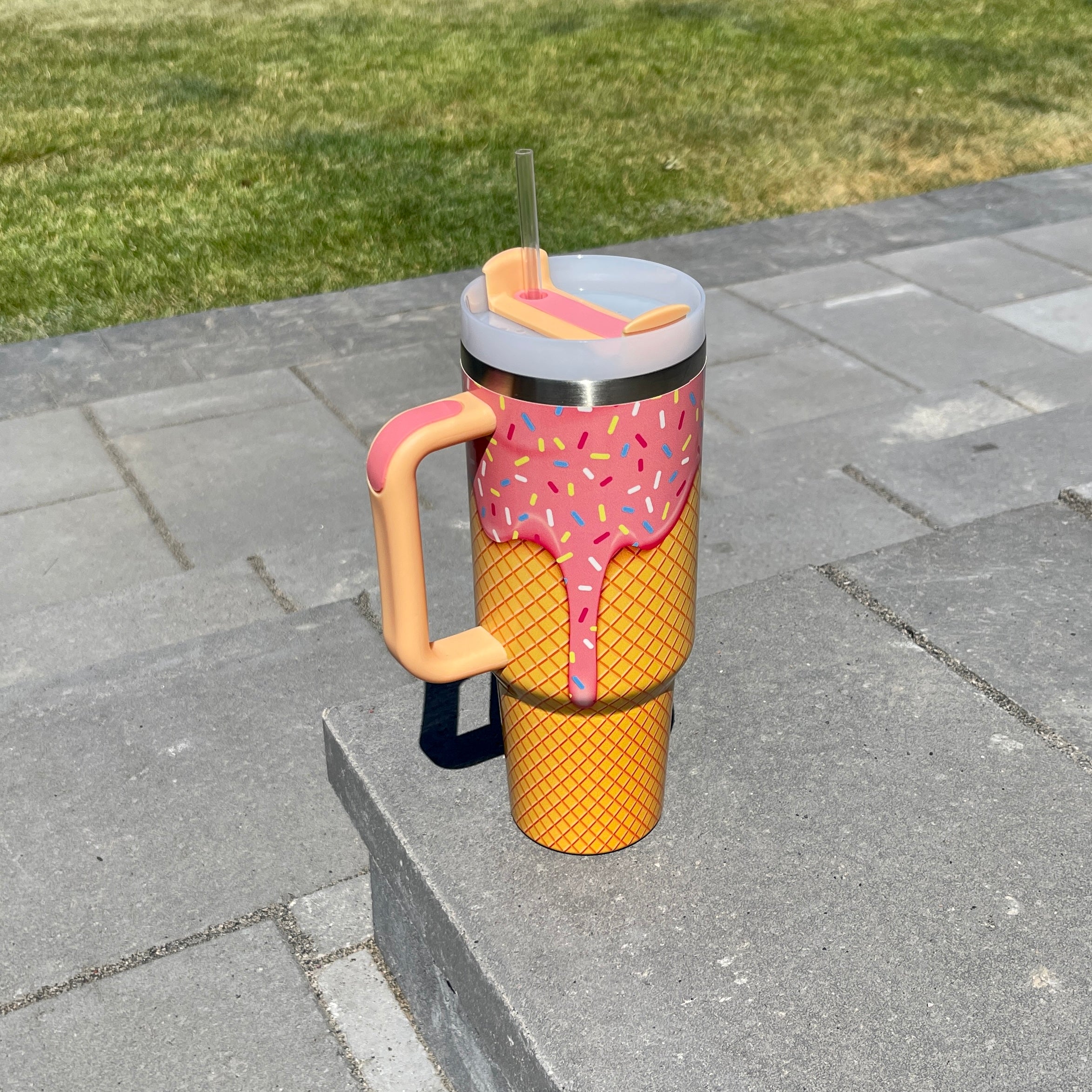 Ice Cream Custom Stanley Quencher 40oz Stainless Steel Tumbler
