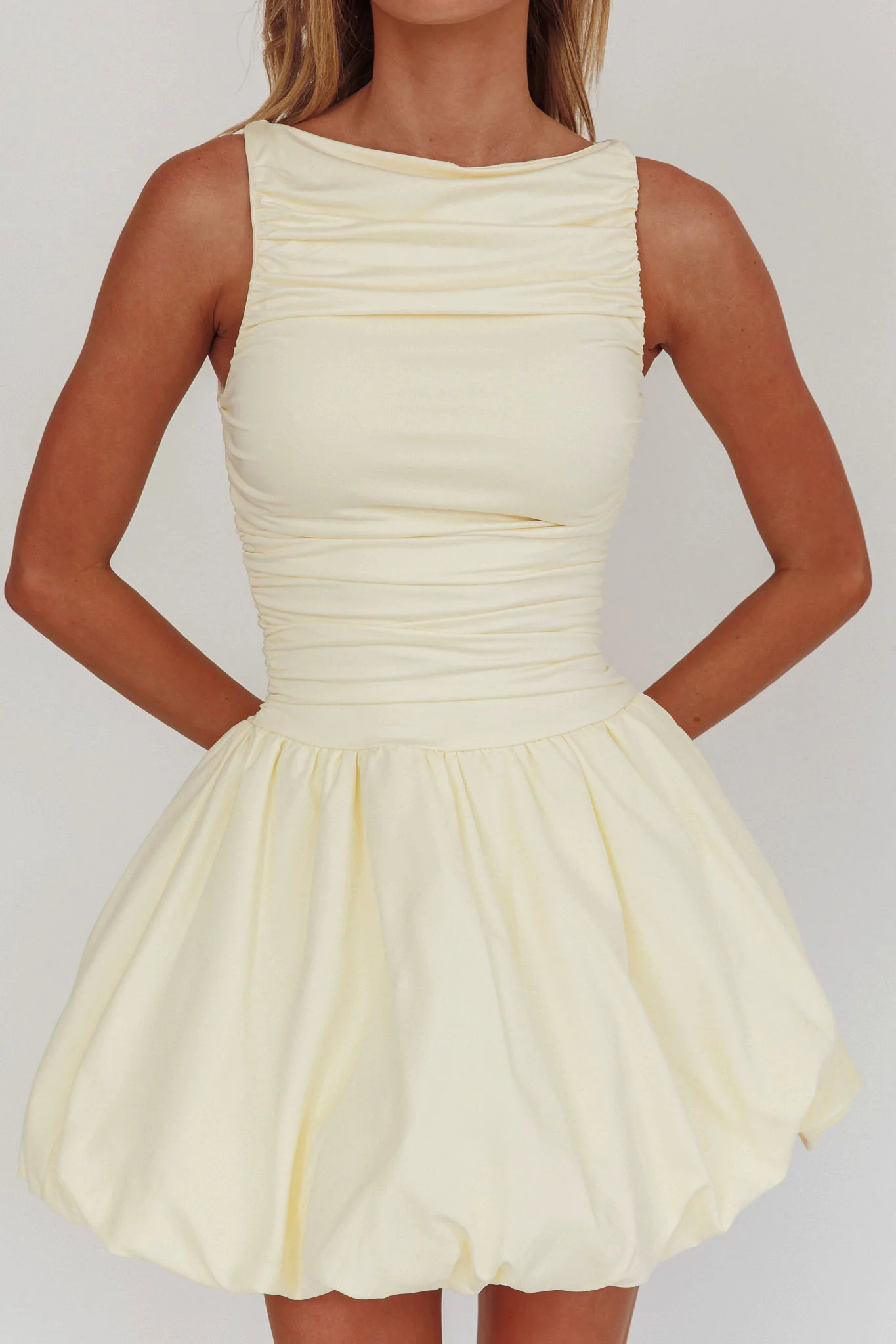 Dalayla Sleeveless Balloon Skirt Mini Dress Butter