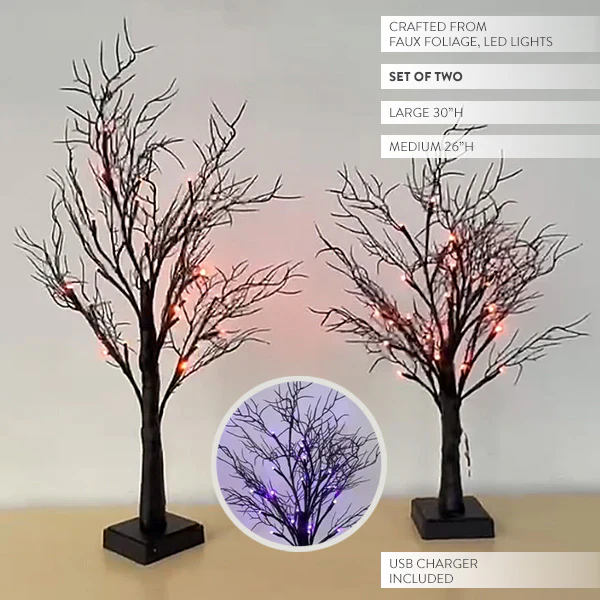 Eerie LED Pre-Lit Tree, Set of 2