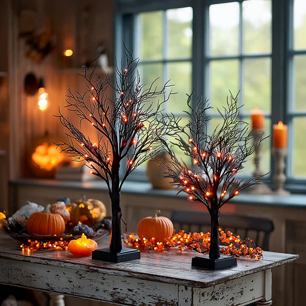 Eerie LED Pre-Lit Tree, Set of 2