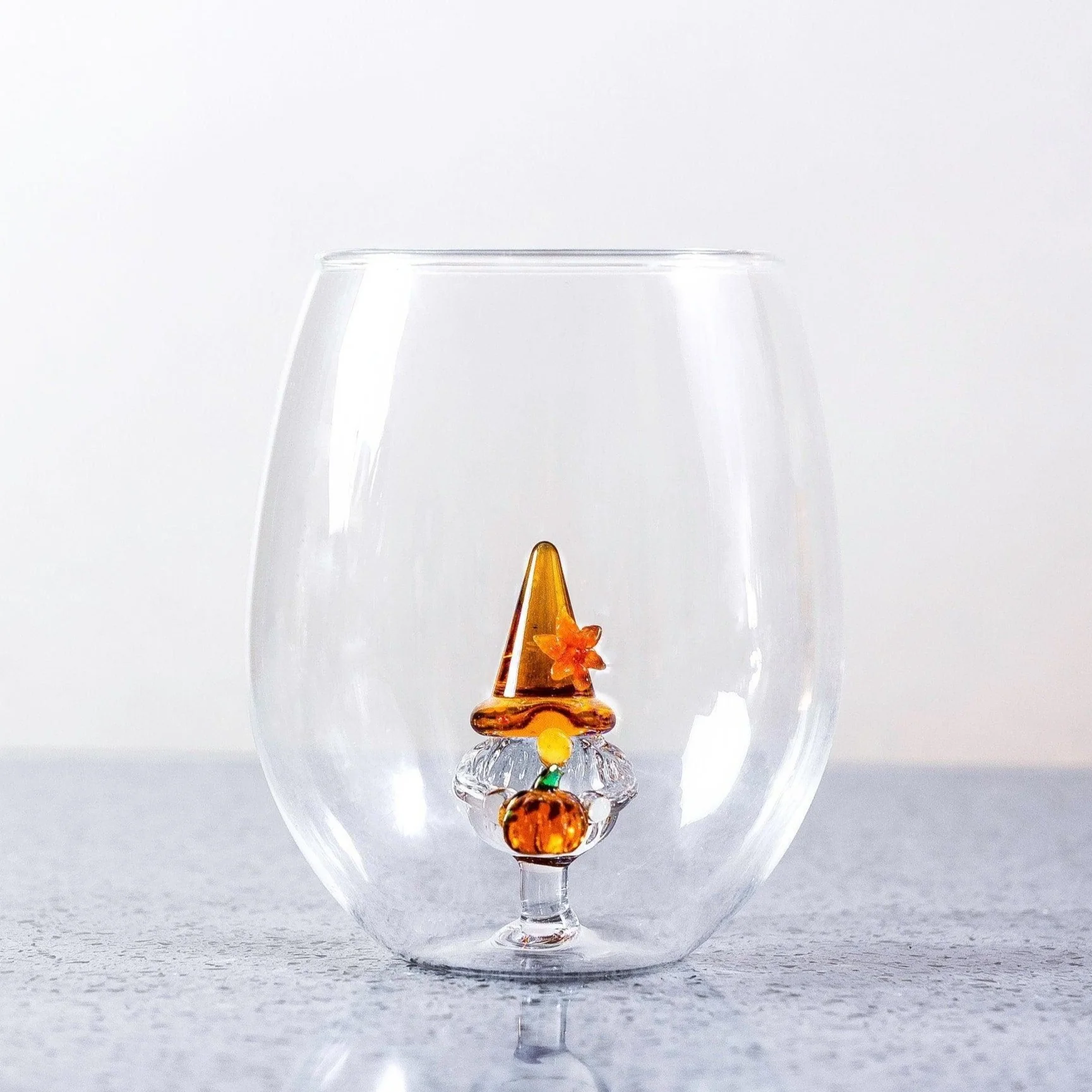 3D Pumpkin Gnome Stemless Glass