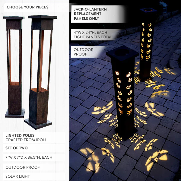 Interchange-a-glow Series: Jack-O-Lantern Solar Light Pillars