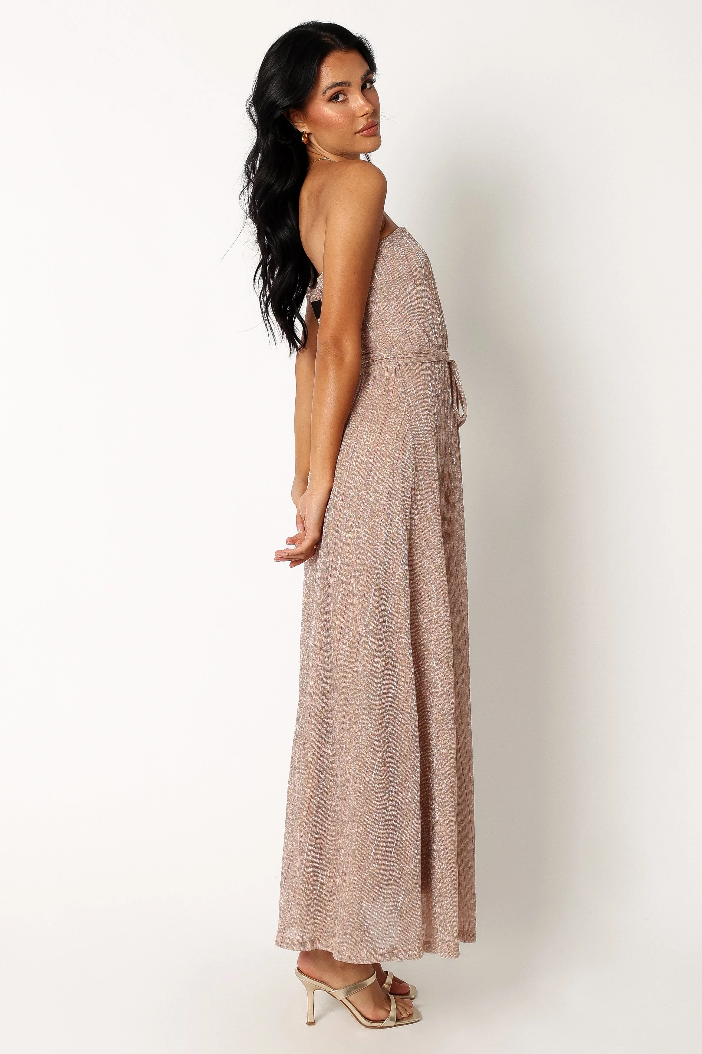 Farley Strapless Maxi Dress - Rose Gold Stripe