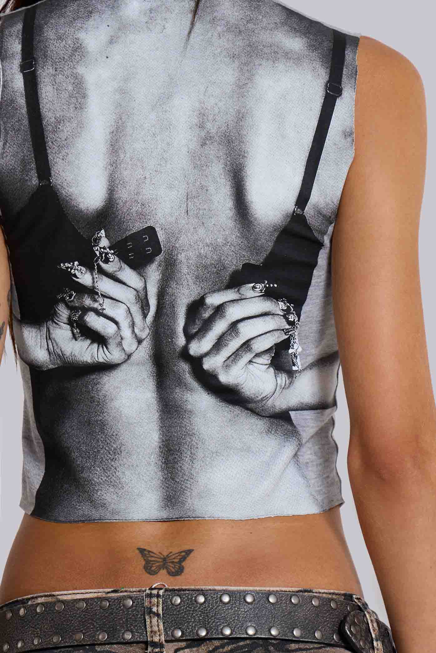 Back Bra Illusion Print Tank