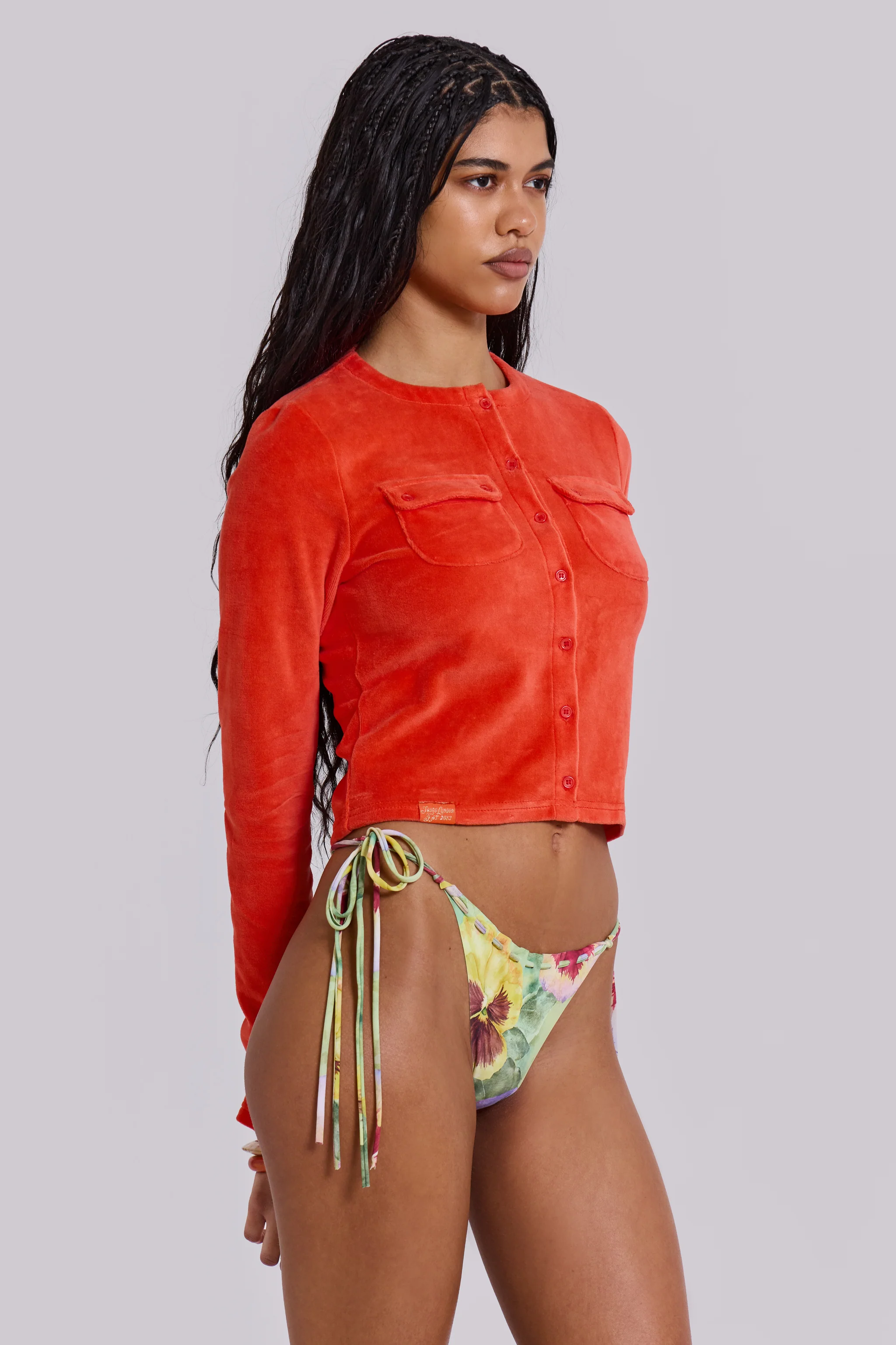Tangerine Velour Cardigan