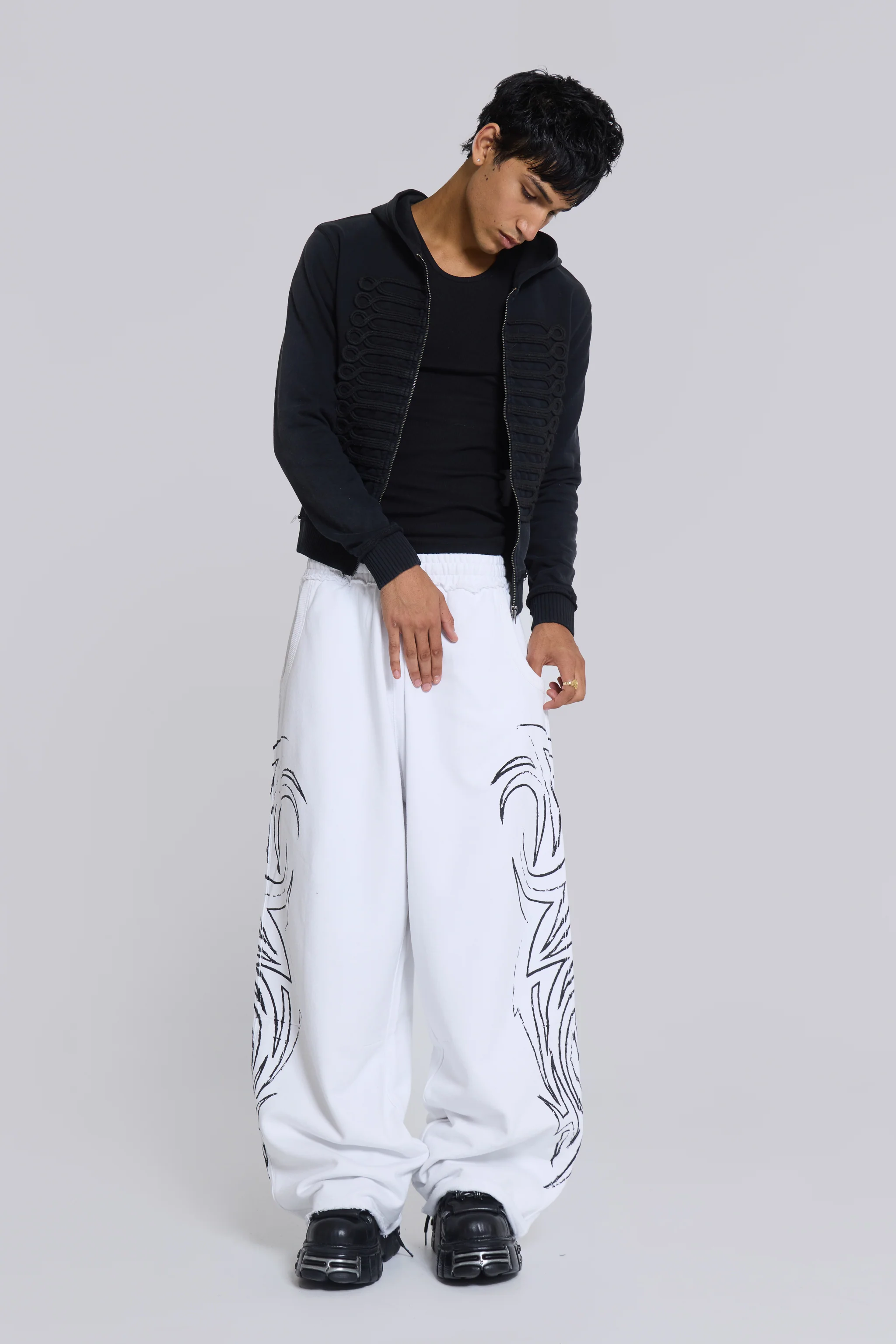 White Baggy Blade Joggers