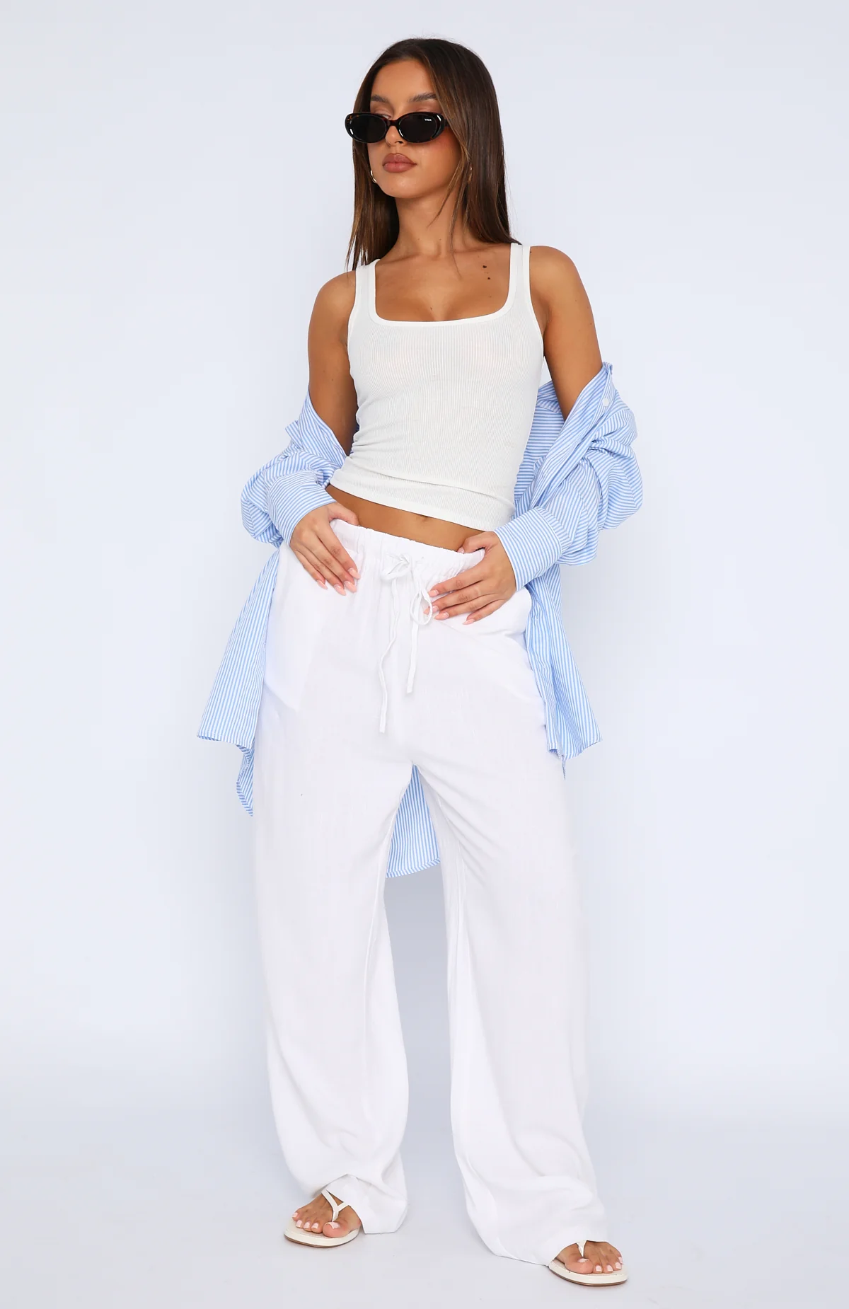 Live It Up Linen Pants White