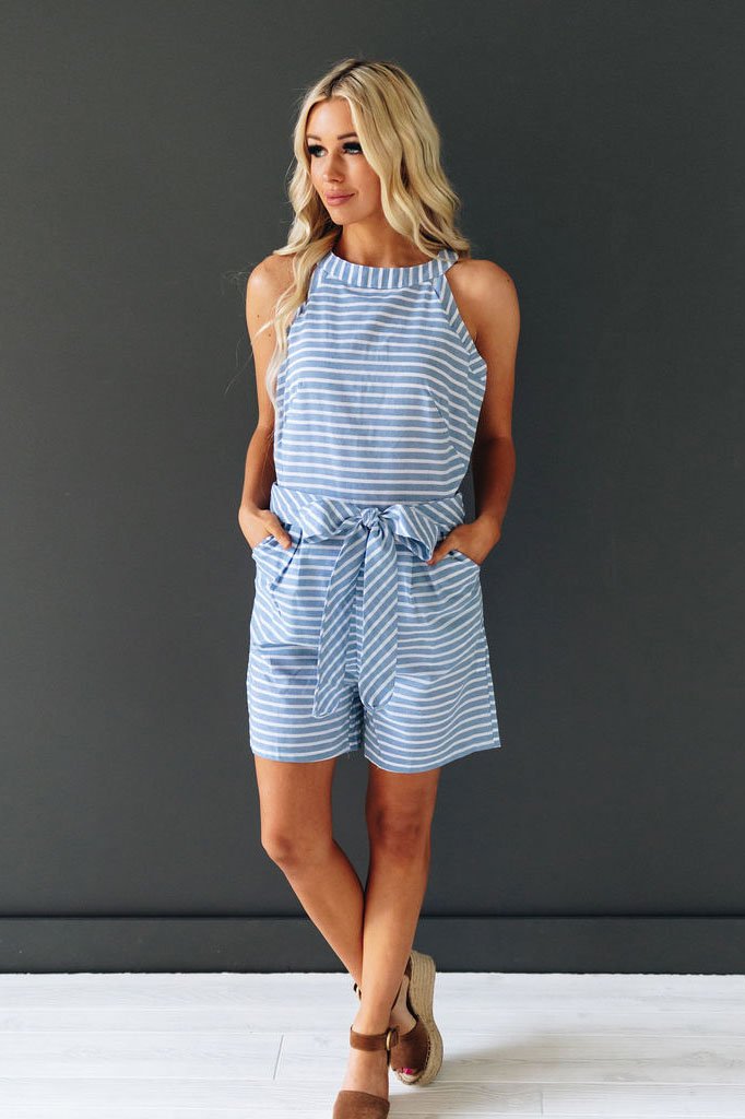 OEM Get Ya Flirt On Striped Romper