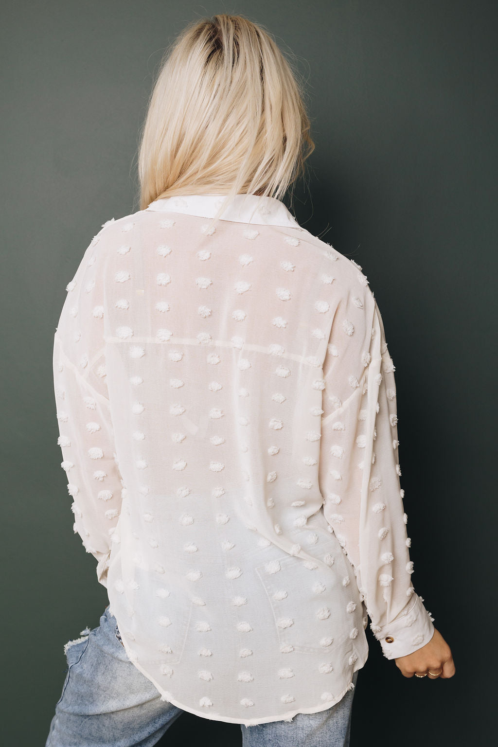 Hilly Swiss Dot Button Up Top