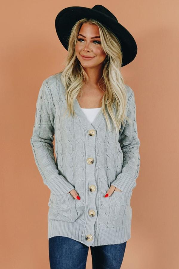 Golden Moon Knit Pocket Cardigan