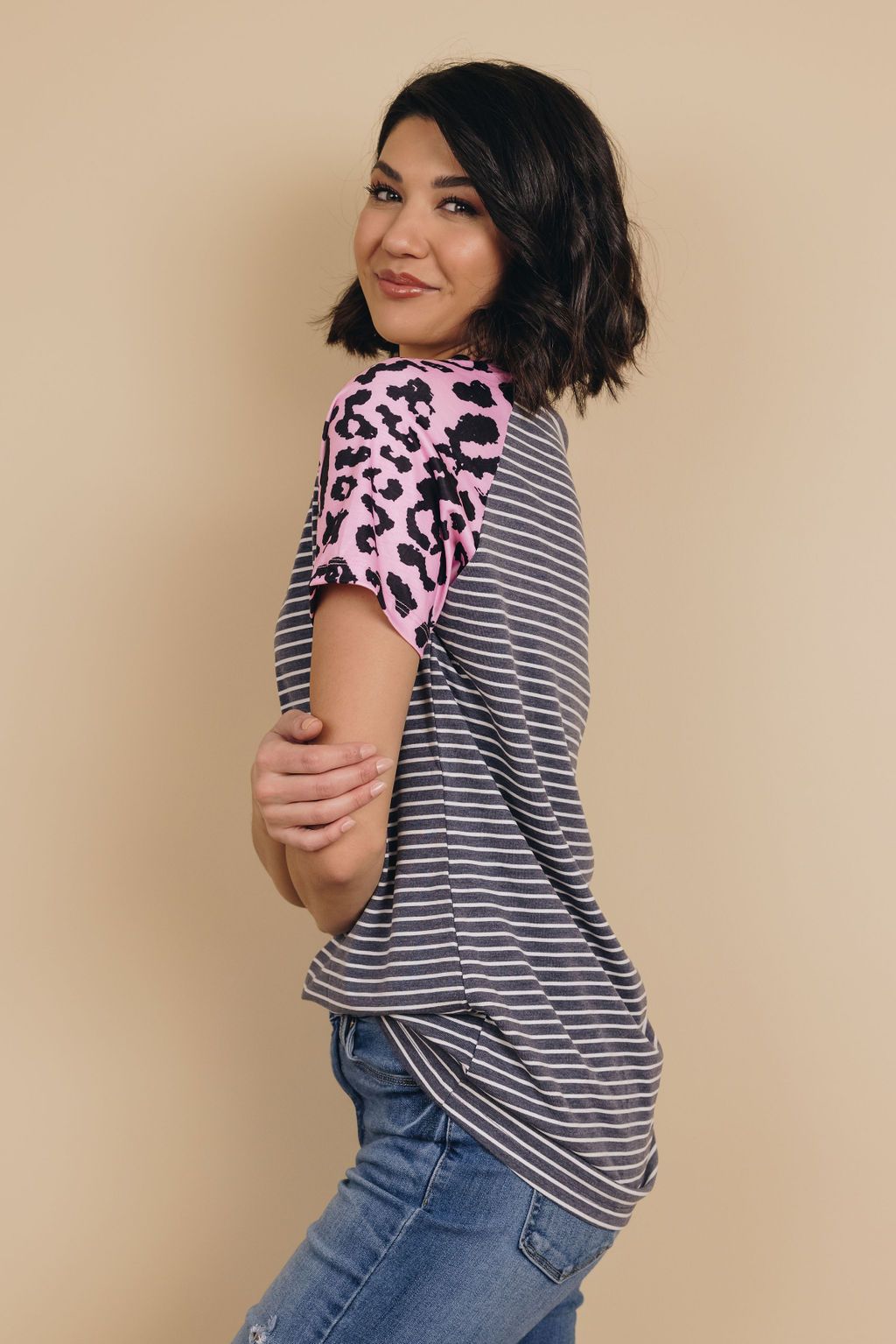 Always Ahead Leopard Stripe Tee