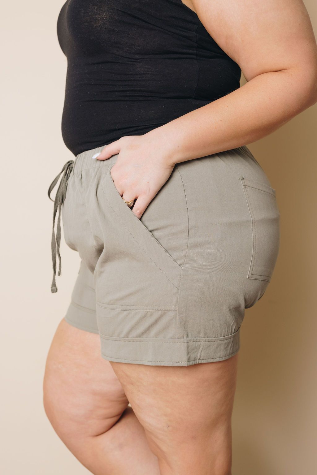 Plus Size - Burts Elastic Waist Drawstring Shorts