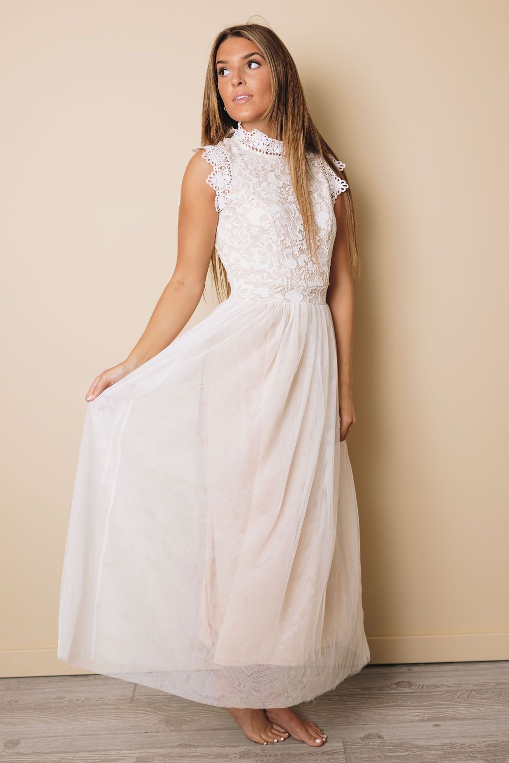 Almond Crochet Lace Dress