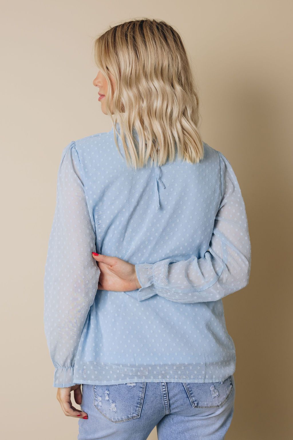 Denna Swiss Dot Long Sleeve Top