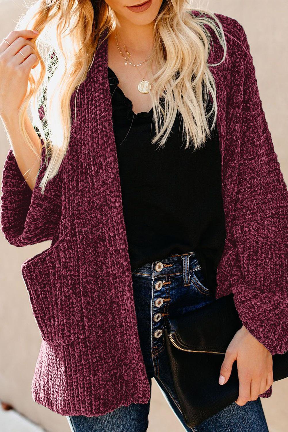 Happy Girl Chenille Pocket Cardigan