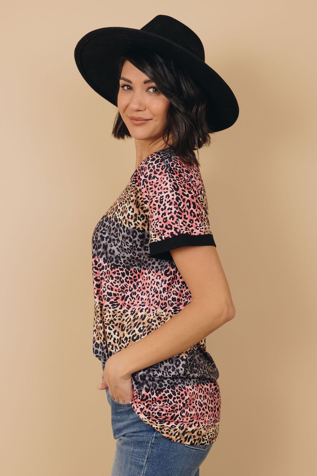 Ways Of A Woman Striped Leopard Top