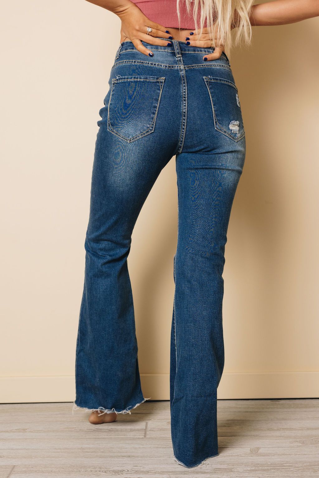 Charles Dark Wash Mid Rise Flare Jeans