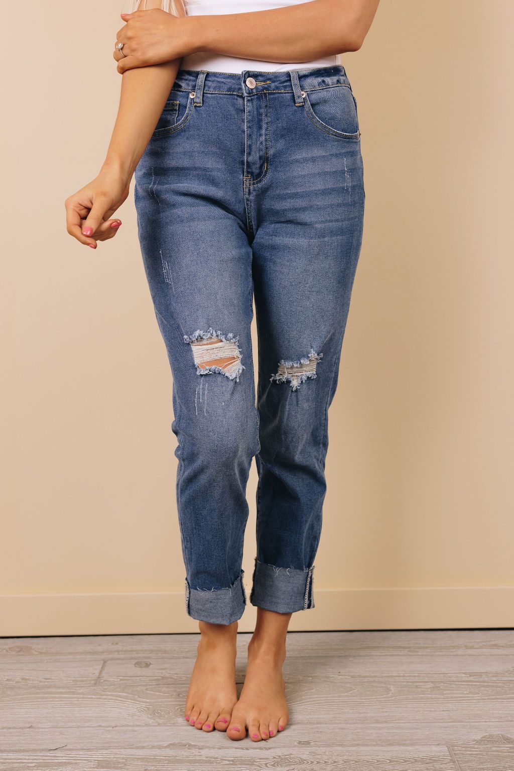 Ready Set Go Raw Hem Skinny Jeans