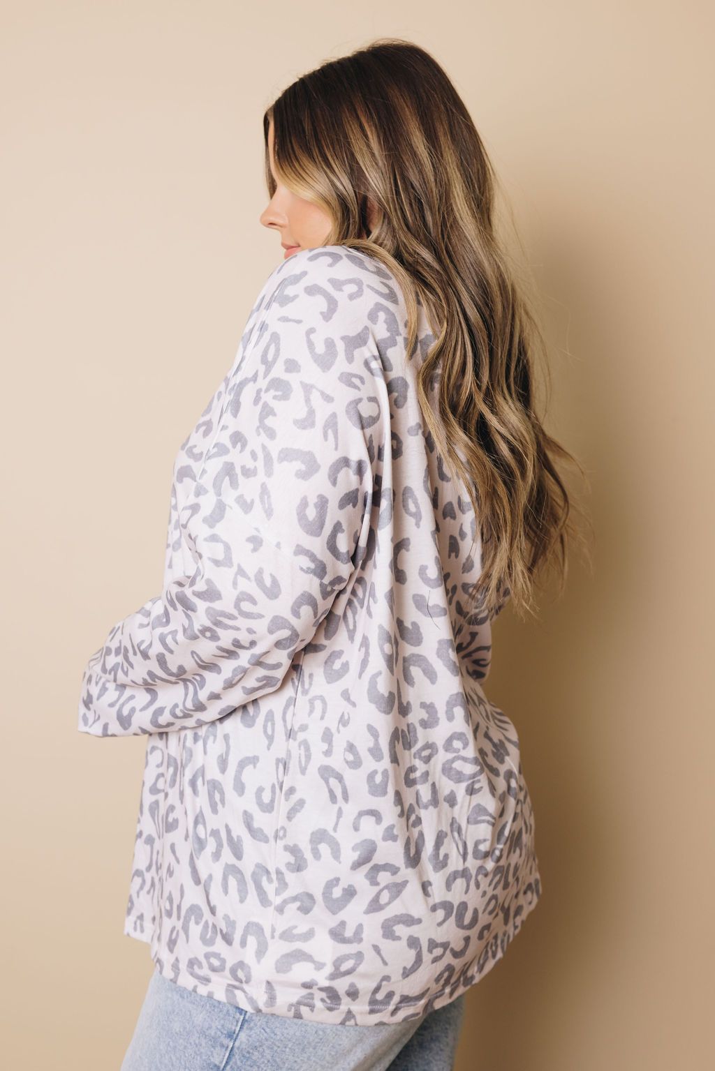 Plus Size - Leopard Long Sleeve Top