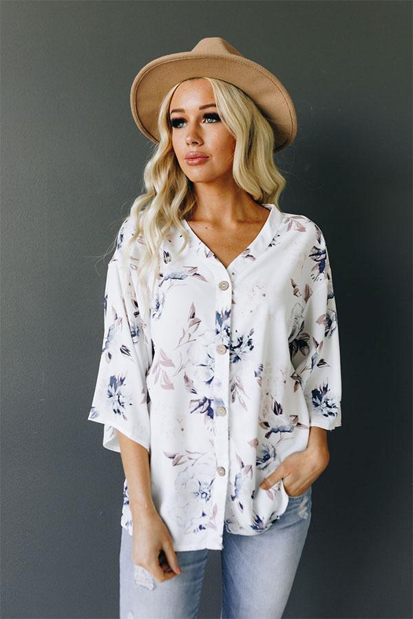 Hey Now, Floral Button Up Top