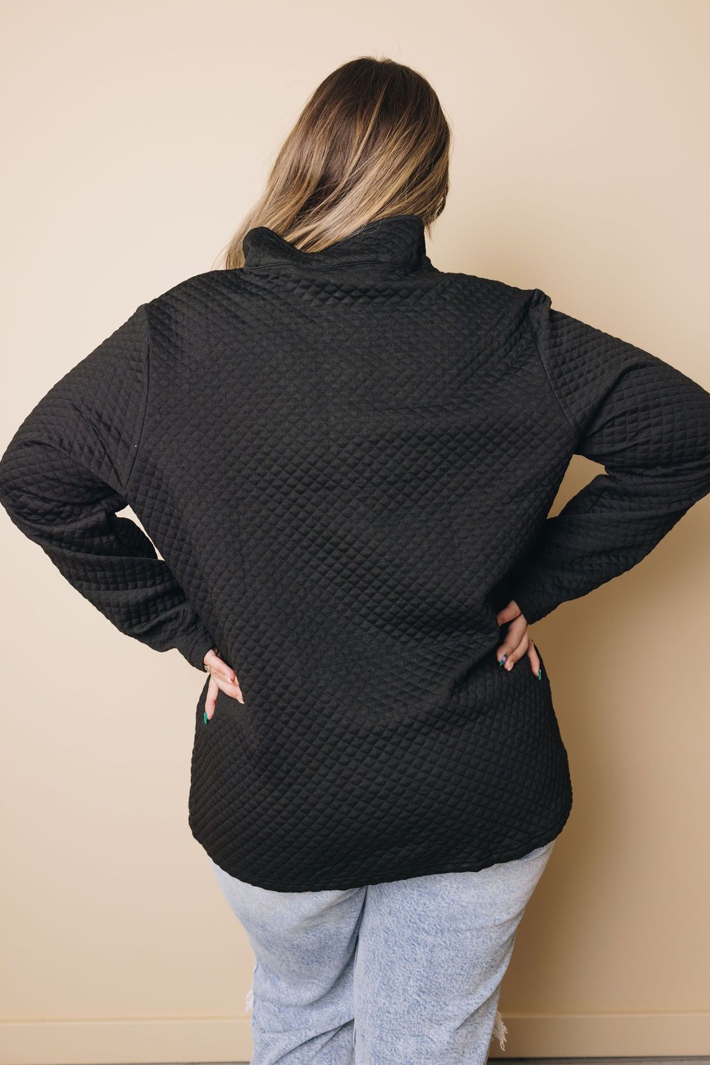 Plus Size - Quilted Button Up Sweatshirt