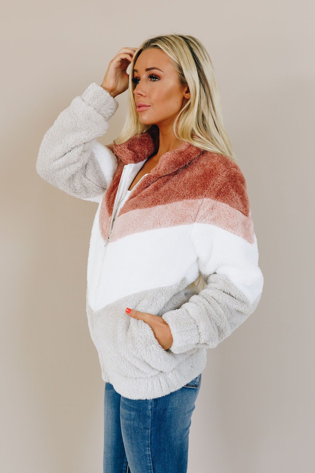 Better Apart Color-Block Sherpa Jacket