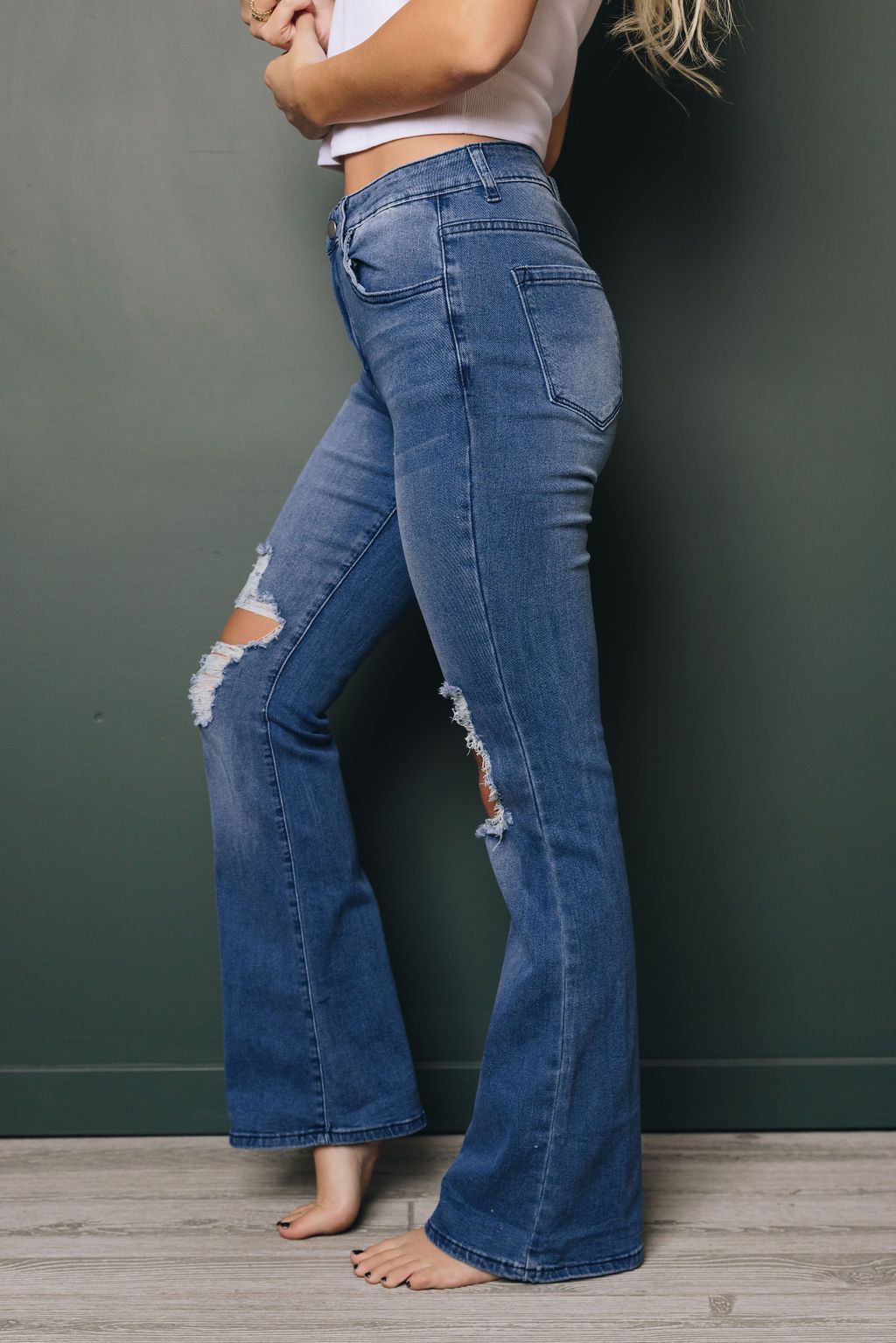 Kade Ripped Flare Jeans