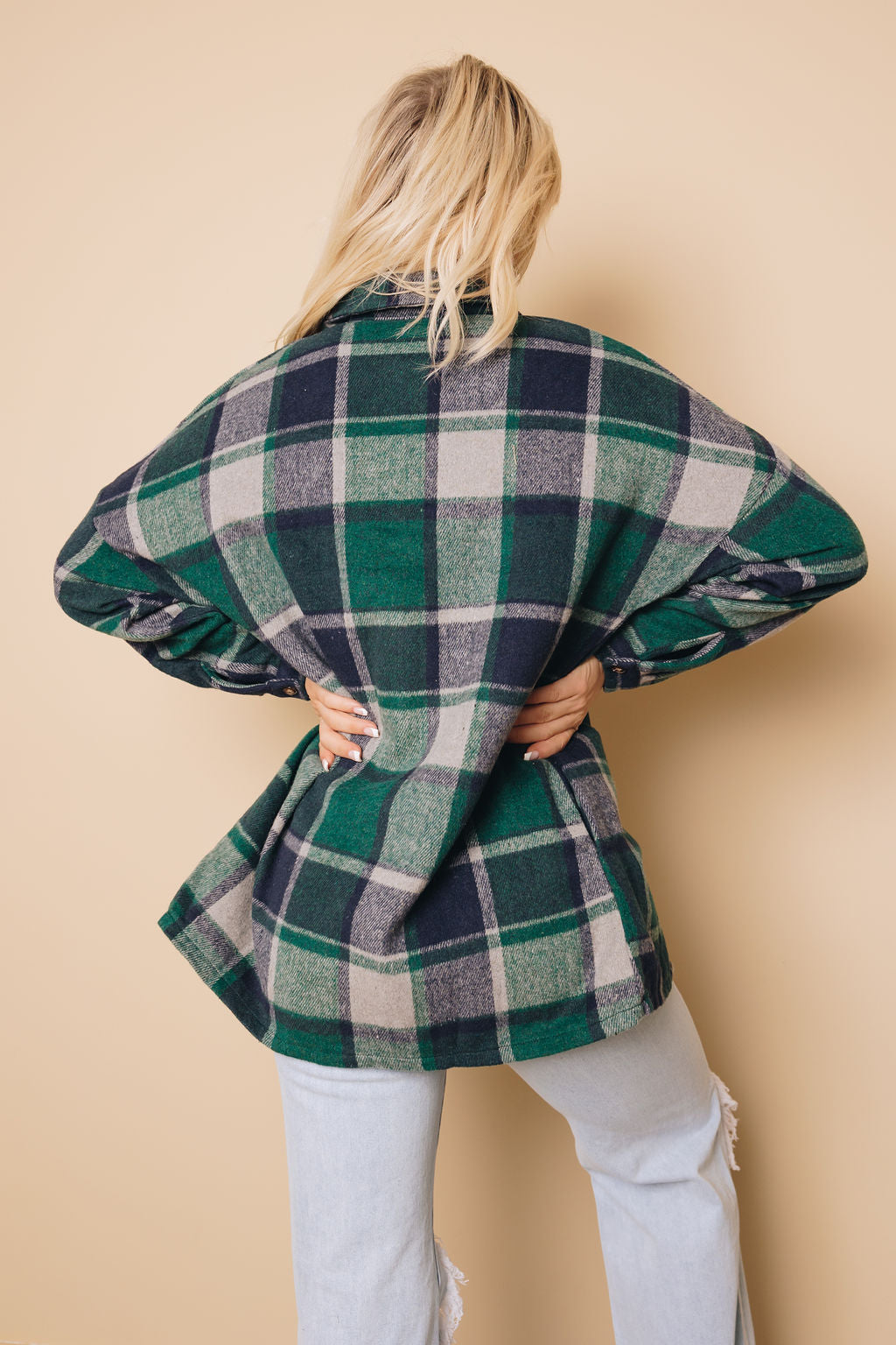 Plaid Print Buttoned Shirt Jacket