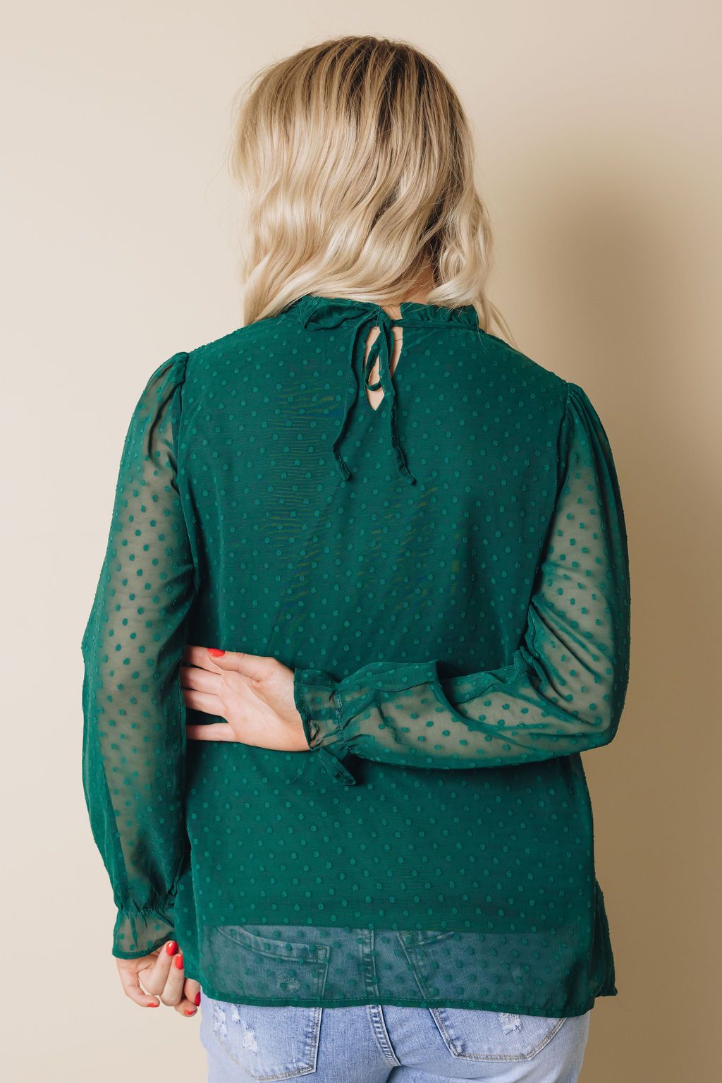 Denna Swiss Dot Long Sleeve Top