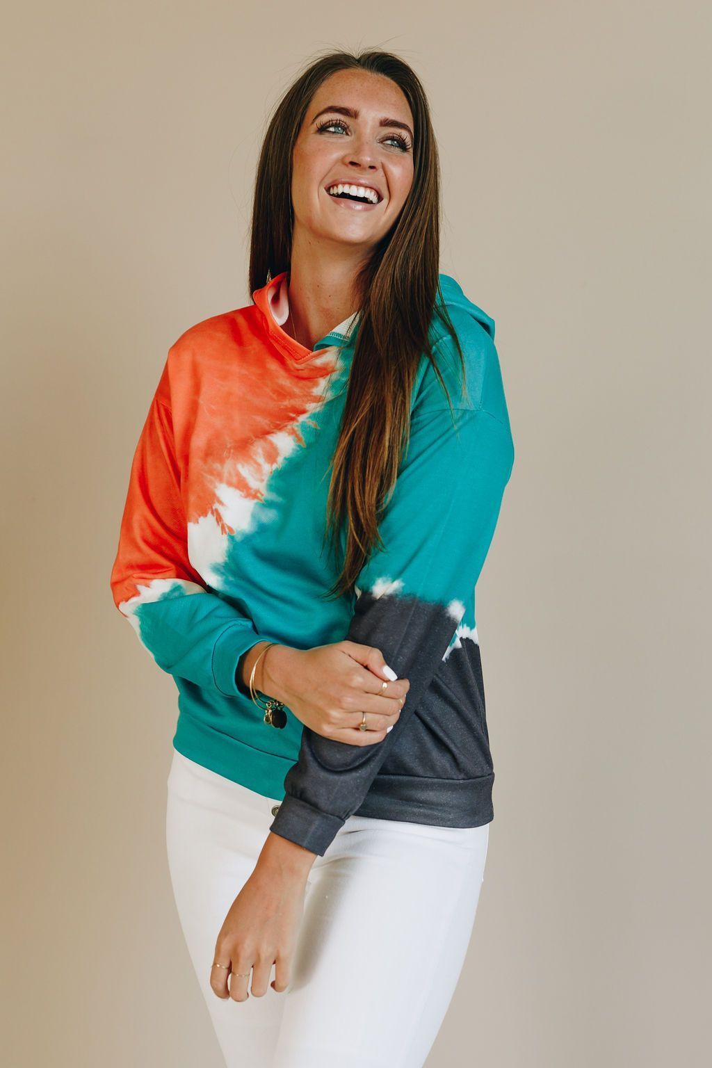Down the Line Colorblock Tie Dye Hoodie